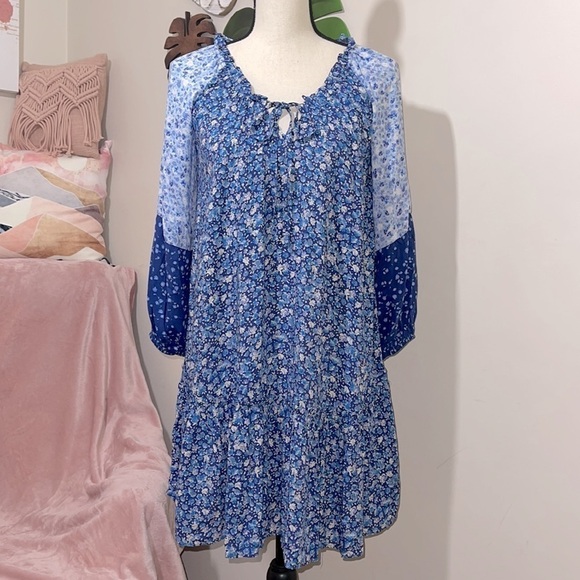 Zara Blue Floral Ditsy Ruffle Tiered Dress Sz. XS BNWT - Picture 6 of 12